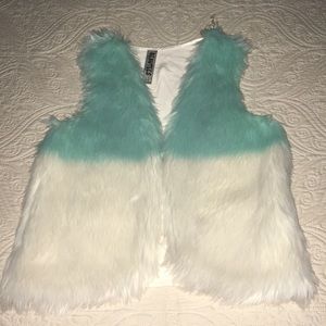 Faux Vest. Girls Large/Adult XS. Turquoise Cream